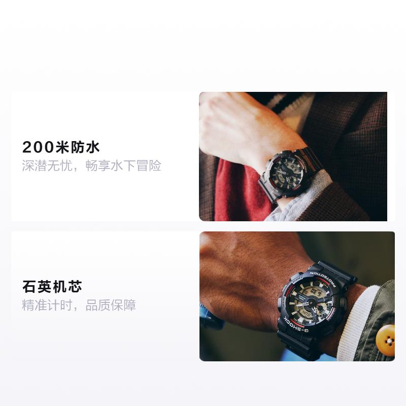 

CASIO LCD/pointer dual display series, waterproof 200 meters, Quartz, resin strap, , same style for men and women, gray dial GA-110RL-1APR сірий колір