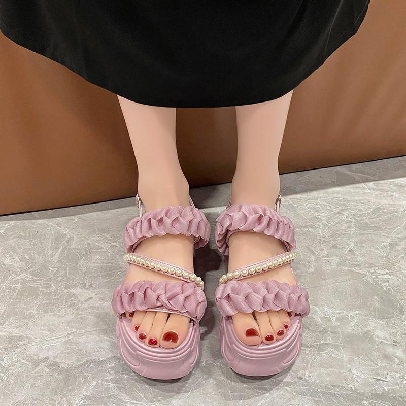 Mode Zomersandalen 8CM Sleehak Sneakers Vrouwen Candy Strand Slippers Hoog Platform Casual Sandalen Ademende Wandelslippers
