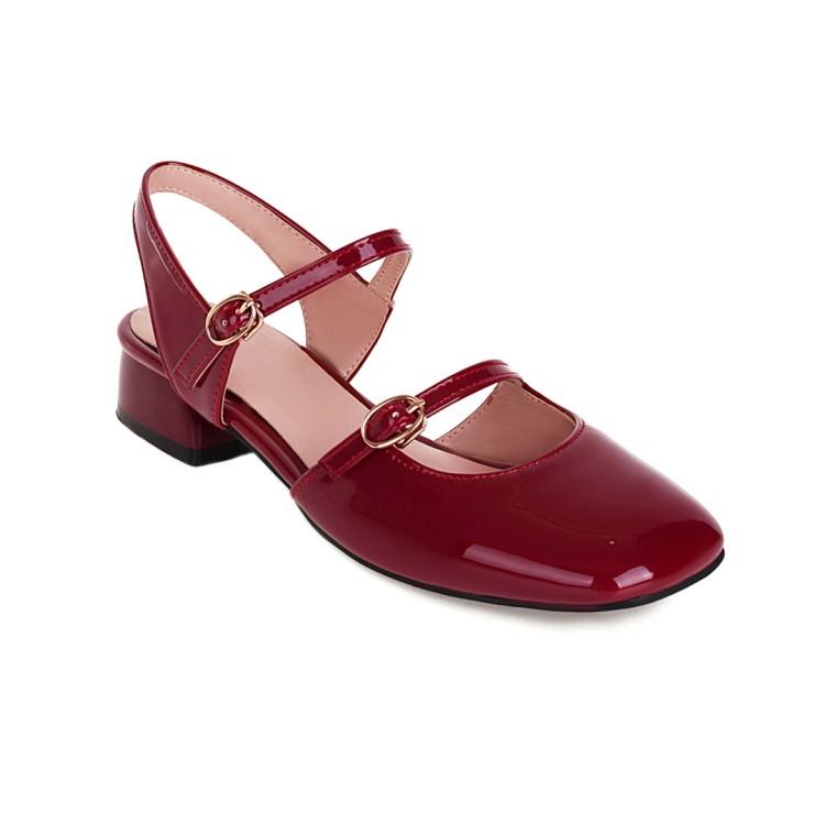  Patent leather women sandals ankle strap square toe sandals high heel shoes green