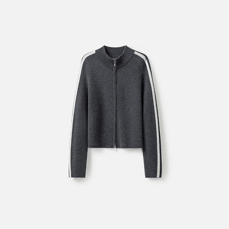 Women's Sporty Semi-High Neck Zipper Knit Cardigan