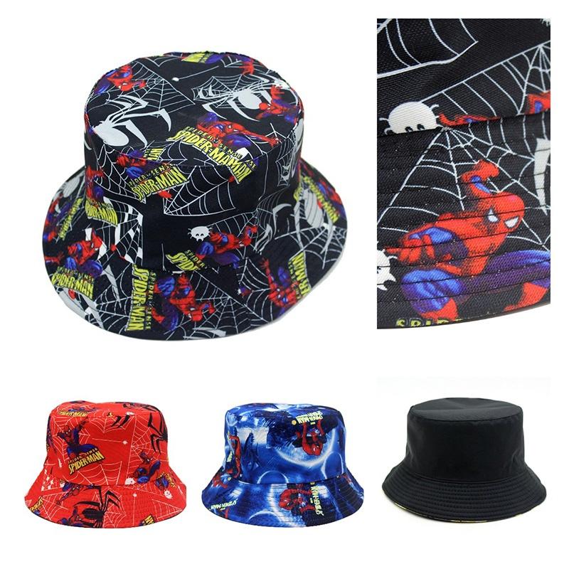 European And American Spider-man Cartoon Printed Cotton Fisherman Hat Sun Hat