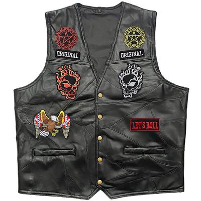 To Street Vestă pentru motociclete Îmbrăcăminte exterioară fără mâneci Tanc Harley Clip din piele cu broderie cu 11 mărci