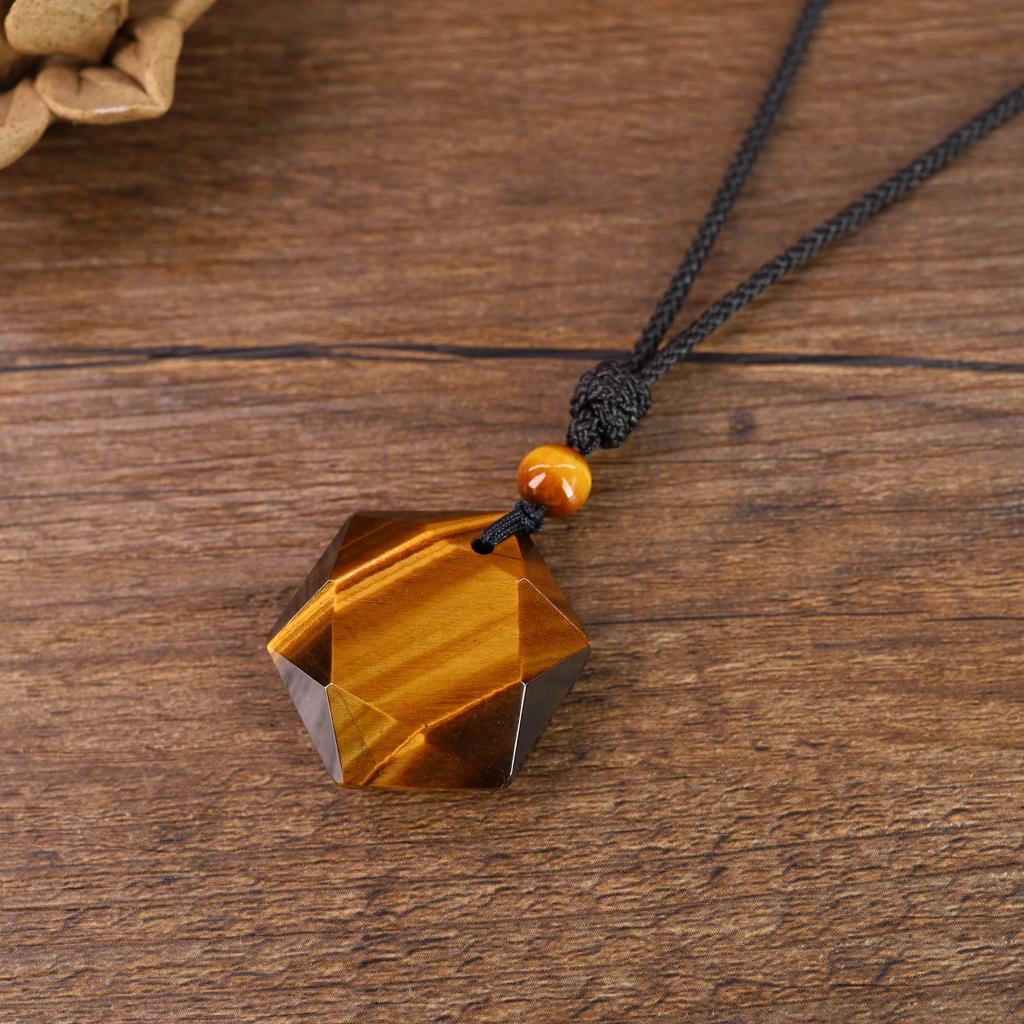 COAI Hexagram Tiger Eye Lucky Charm Power Stone Pendant for Men and for Financial Business and Business Adjustable Length [COAI] Women, Luck, Luck,