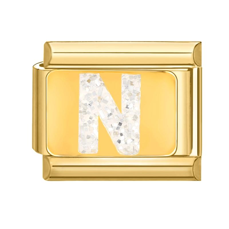 Fashion Golden 26 Letters A-Z Italian Links Charm Beads 9mm Stainless Steel Bracelet Jewelry DIY Hand Making