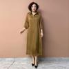 Women’s Silk Dress Summer Lapel Plus-size Dress Solid Color Soft Skin-friendly Breathable Silk Long Dress