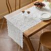 French Lace Table Runner Hollow Tassel Fringe Placemat Elegant Decorative Tablecloth Romantic Wedding Party Dining Table Dresser Buffet Decor