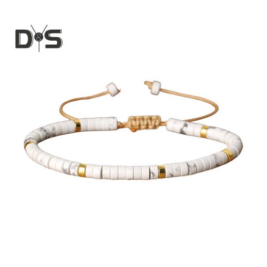 

Женский браслет с кисточкой, регулируемый шнур, натуральный камень, гладкий, исцеление разума, спокойствие, уверенность, ювелирные изделия ручной работы на День благодарения, Рождество, дни рождения белый