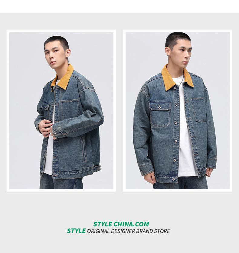 LEE 2025 Color Block Men’s Retro Denim Jacket - Loose Fit, Trendy, Slightly Wide