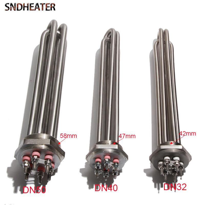 SNDHEATER Hot Water Resistance Flexible Heater Spare Parts DN40 DN32 DN50 304SS Ground Screwed Fast Heating Rod 3KW/6KW/9KW/12KW