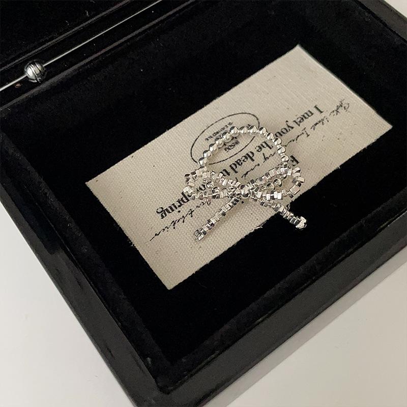 

Нишевый Дизайн Бант Сломанное Серебро Кольцо с Бусинами Женское Сладкое Милое Личность Модное Универсальное Кольцо Кольцо