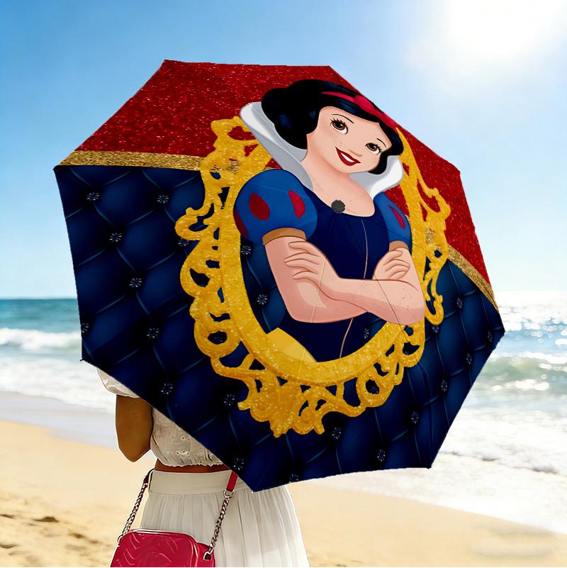 Snow White 8 Ribs 3Fold Black Glue Uv Protection Umbrella Sun Protection Rainproof Compact Folding Umbrella For Travel Daily Use C924679