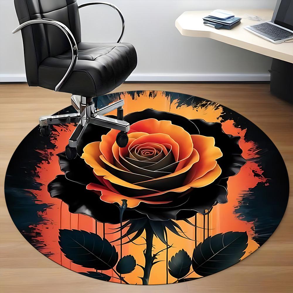 1pc Rose Bloom Office Round Area Rug, Indoor Mat Suitable ForOffice, Under Office Chairs Bedroom Living Room Home Decor, Room Deco,  n41