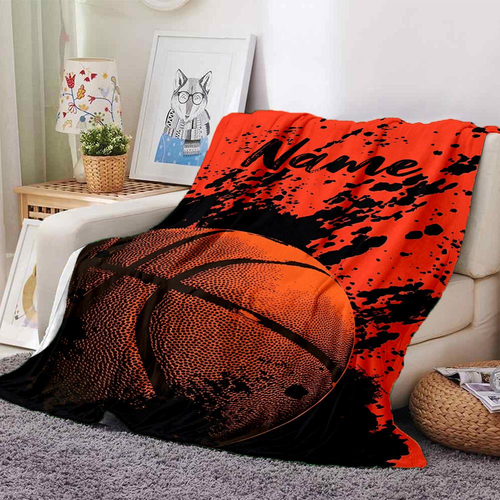 Custom Name Basketball Theme Printed Blanket - Perfect for Couch, Bed, Travel & Outdoor Use | Machine Washable, Cozy & Durable.
