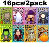 8Pcspack Cartoon Halloween Sticker Make A Face Puzzle Diy Pumpkin Ghost Assemble Jigsaw Educational Game Party Toy