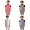 Adaptive Clothing Short Sleeve Anti Strip Invisible Zipper Back Striped Jumpsuit Boys Girls Special Needs
