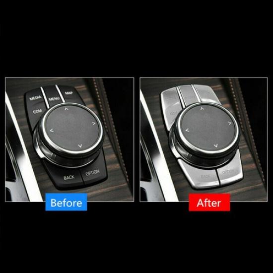 Matte Silver ABS Car Console Media Button Sticker For BMW 5 G30 17 18 20 21 22