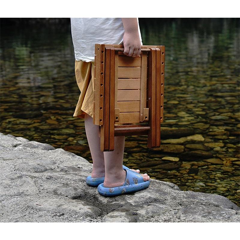 Folding low stool, shoe changing stool, household pony solid wood portable living room bench, sturdy fishing stool at the door