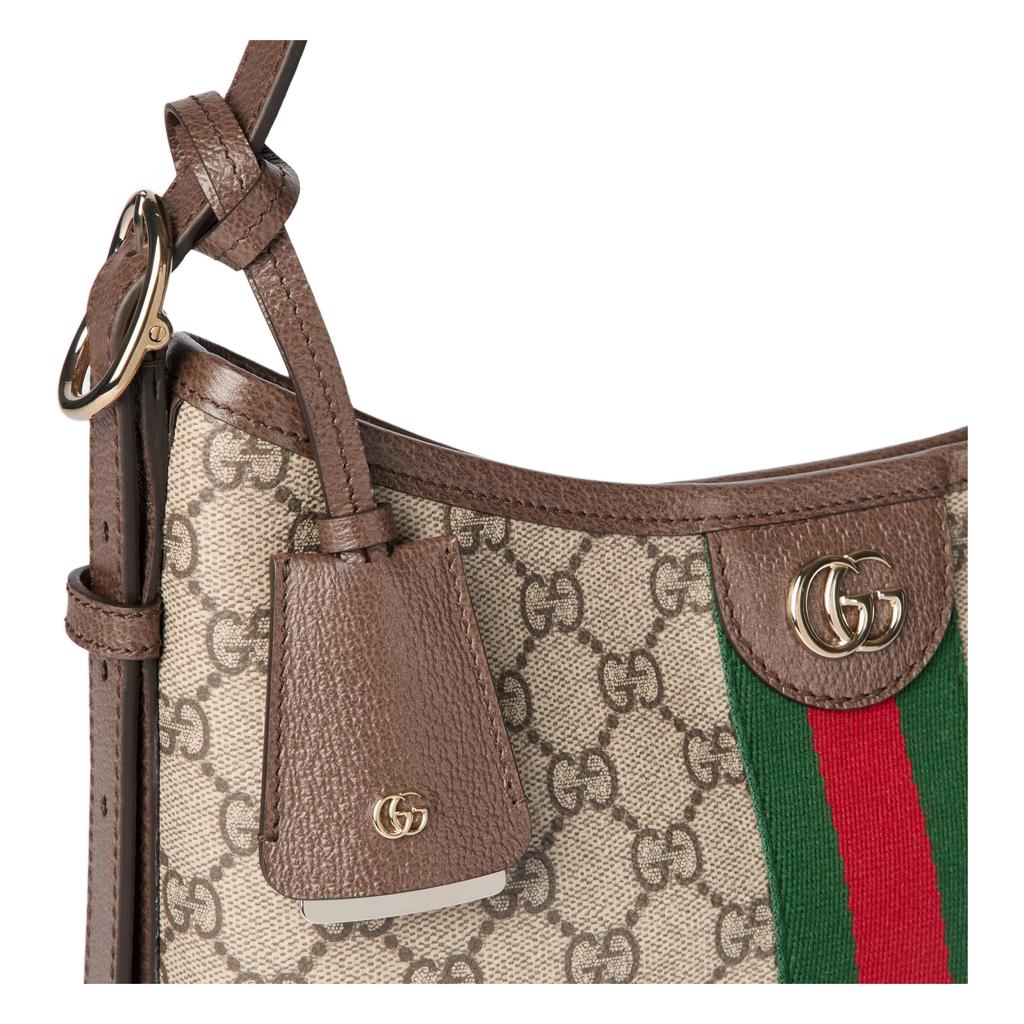Gucci Ophidia GG Monogram Signature Web Stripe Shoulder Bag Women Shoulder Bag Beige Dark-Brown 836872-FAE0K-9853