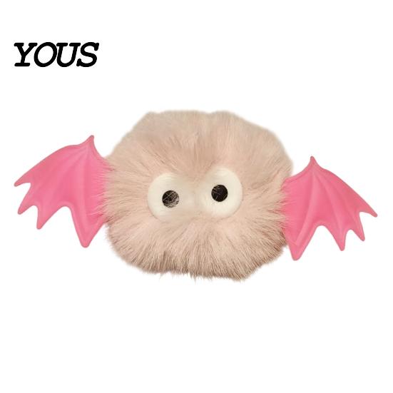 Funny Bag Decoration Halloween Bat Plush Keychain, Cute Devil Furry Pendant for Stylish Animal Print Keys, Vintage Silver Alloy Key Ring, Spooky Party