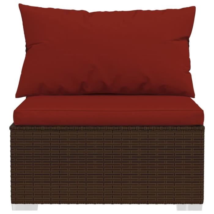 VidaXL Salon de jardin 2 pcs avec coussins Résine tressée Marron 3101395