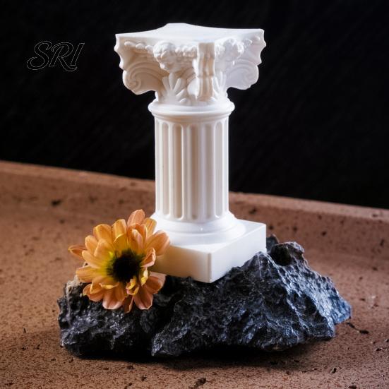 Decoration Roman Pillar Candle Holder Mini Greek Column Stand Resin White Portable Decor Candlestick for Wedding Banquet Home Table Centerpiece Photo