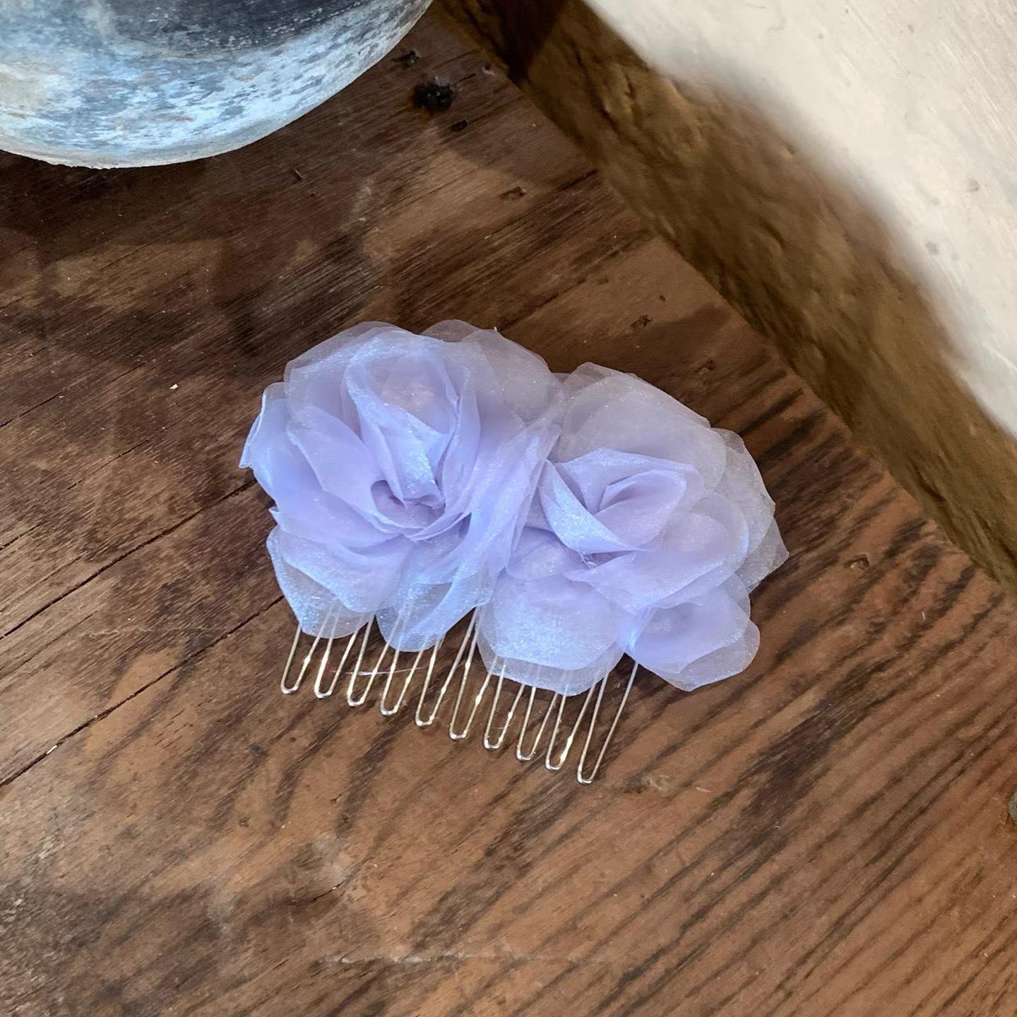 

Spring Super Fairy Chiffon Flower Inverted Comb Hair Accessory Atmosphere Sweet Hairpin Gentle Bangs Clip Women