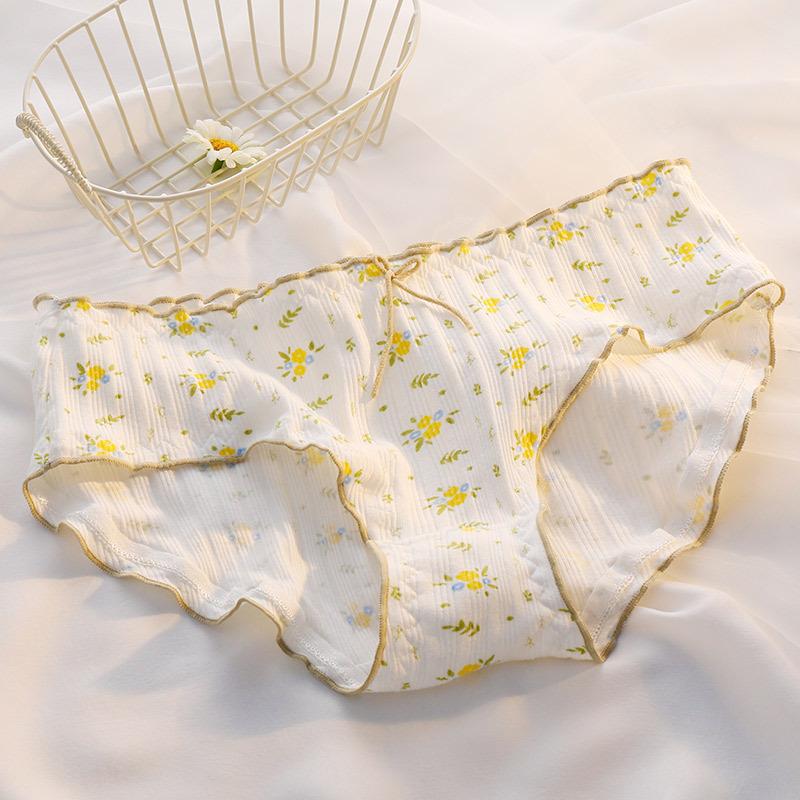 Baumwollslips Damenunterwäsche Slip Mode Floral Komfort Slips Mittelhoch Nahtlose Unterhosen Damen Lingerie