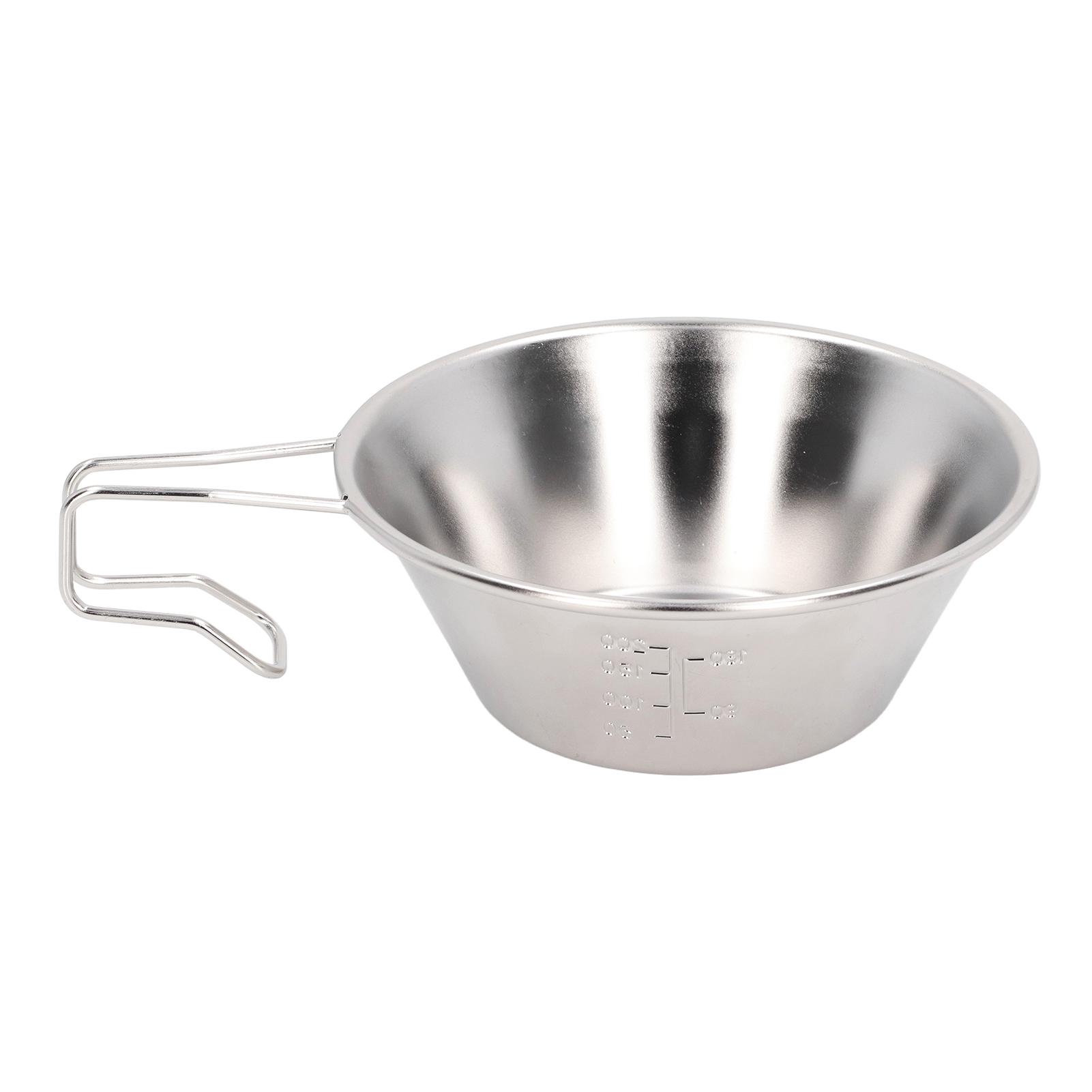 

Camping Cup Bowl 304 Stainless Steel Backpacking Coffee Mug with Fixed Handle for Outdoor Picnic