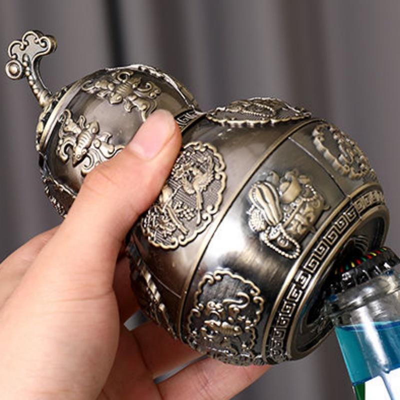 Automatic Push-type Toothpick Box Retro Alloy Toothpick Holder Beer Bottle Opener Desktop Organizer Party Decoration Unique Gift