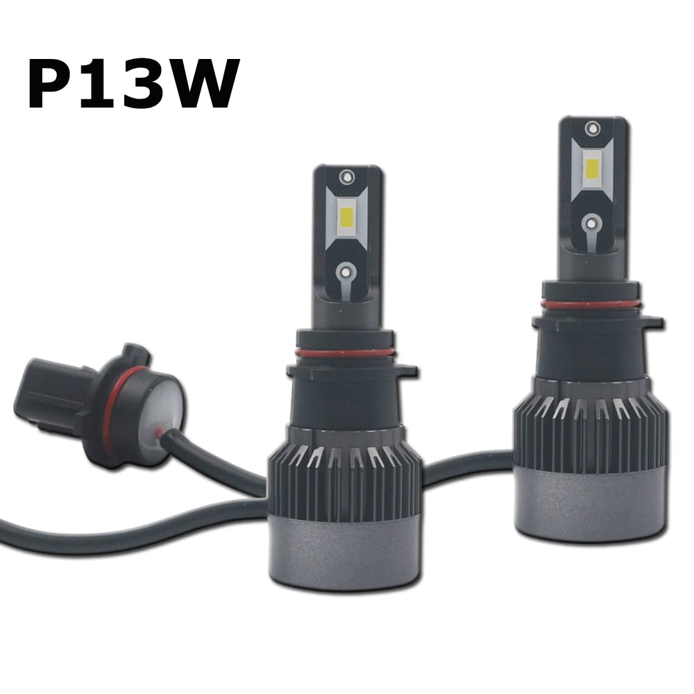 Eseastar P13W LED Light Instant Free Beam Axis Genuine Halogen Size for Meets New Vehicle Inspection High 6500K Pack of 2 Headlight/Fog Bulbs,