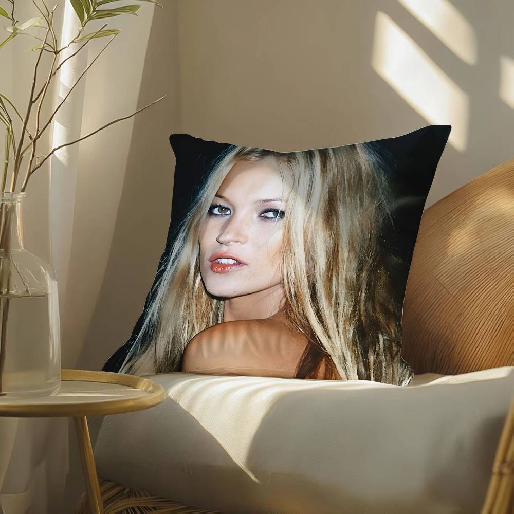 Classic Fashion Art Kate Moss-M Pillow Case Silky Elegant Comfort Sofa Bed  Invisible Zipper Beach Pillowcase