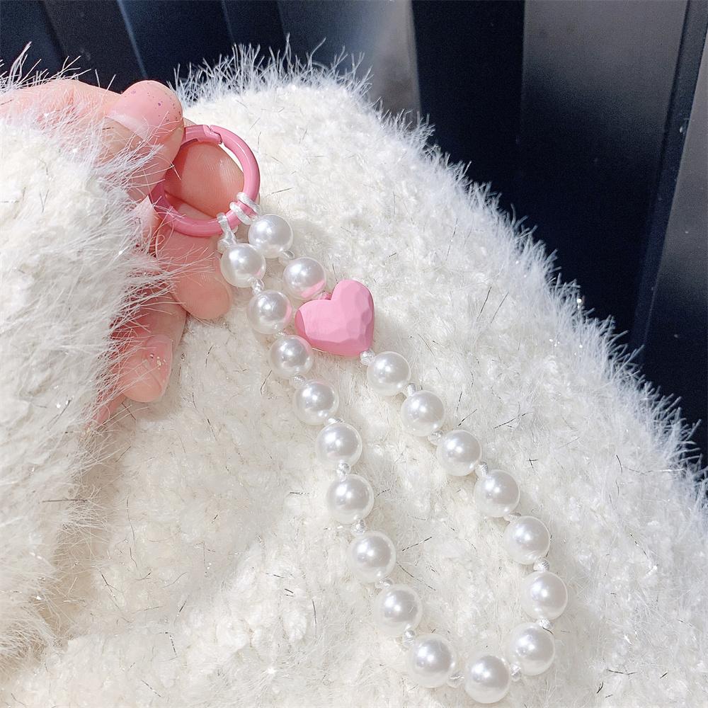 INS Charm Jewelry Pearl Lanyard Bracelet Phone Pendant Keychain for Bag Cellphone Strap Keyring Hanging Chain Buckle