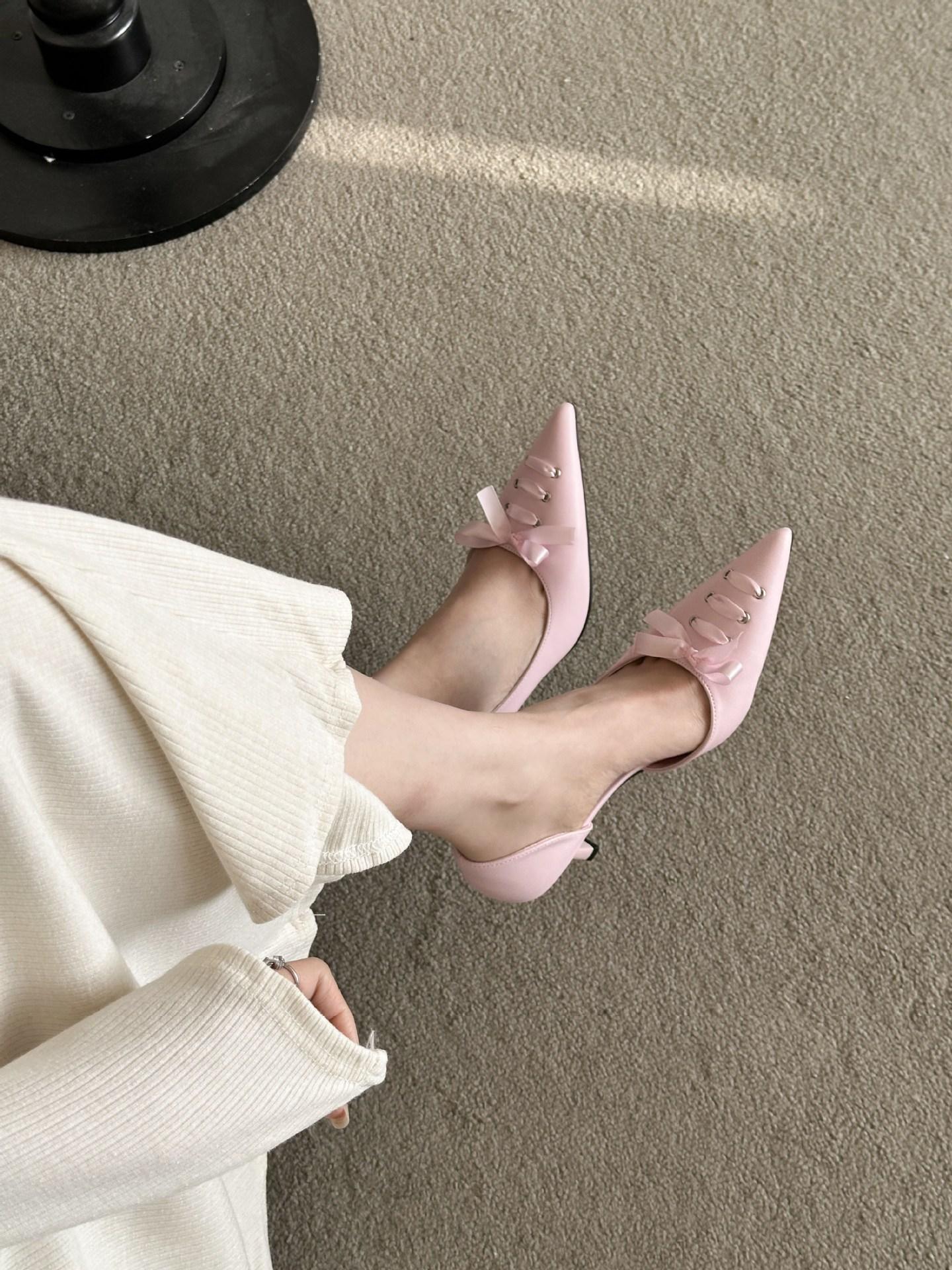 Women s Satin Pointed Toe Spring French Style Stylish Elegant Pumps - Fashionable Footwear 35