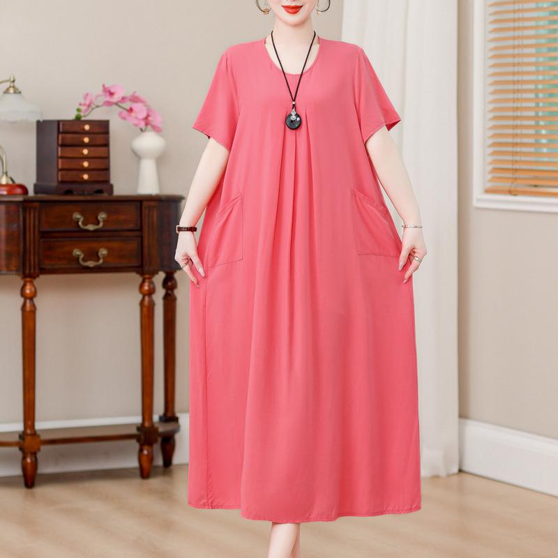 Übergröße, langes Sommerkleid mit Vintage-Druck für Damen, elegantes, kurzärmeliges, lockeres Sommerkleid in Übergröße