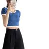 Women's High Waist Slimming Black A-line Suit Shorts for Spring 2026 - Versatile Wide Leg Quarter Pants