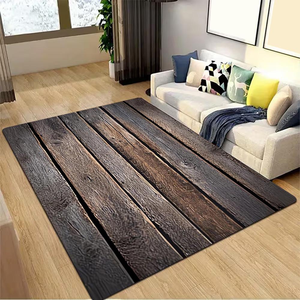 Wooden Wall Paneling Texture Decoration,Carpet,Living Room,Bedroom, Non-slip,Square rug