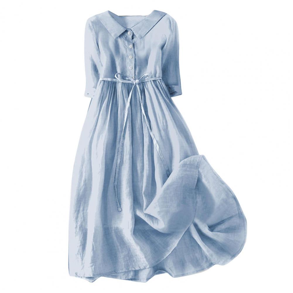 Spring Midi Dress Bohemian Floral Print Midi Dress with Lace-up Detail A-line Silhouette for Women Spring Fashion Statement