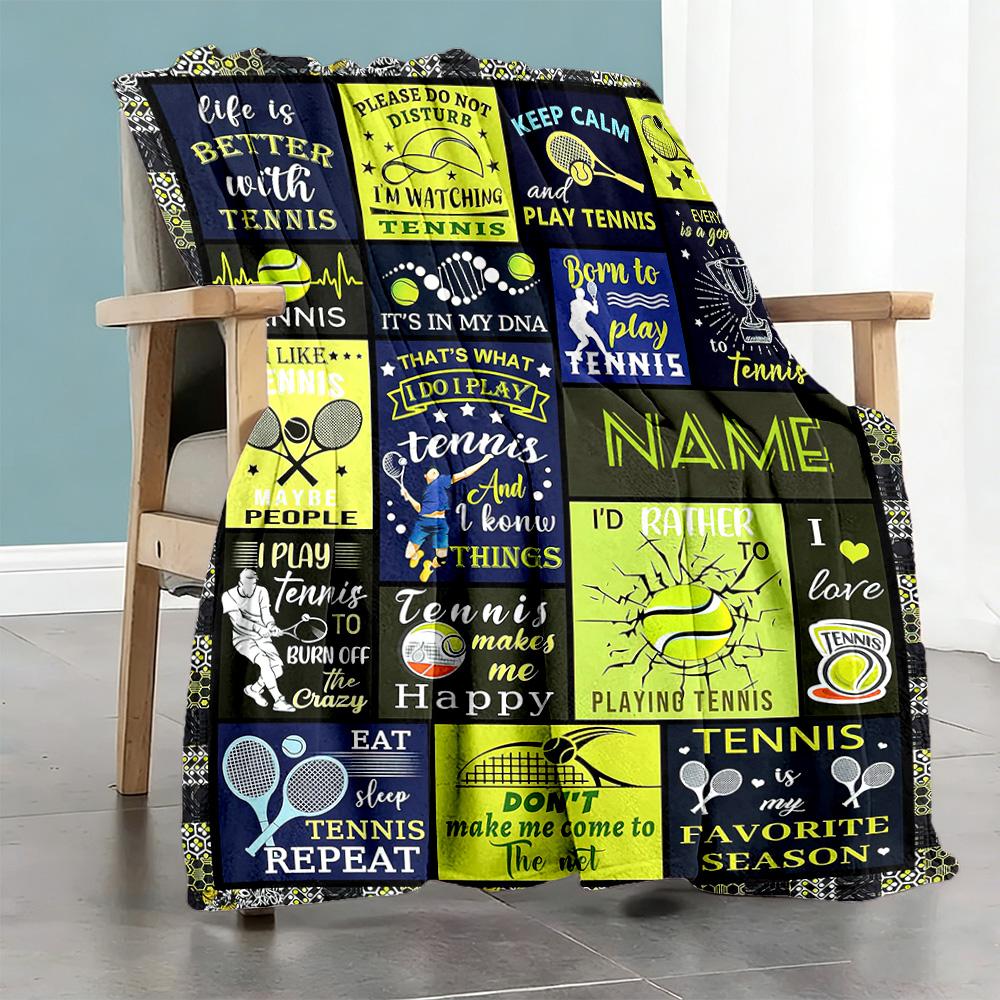 Tennis6666 Personalized Name Blanket Gift Personalized Blanket Ultra-Soft Suitable for Home Decor Picnics Couch Chair All-Season Use