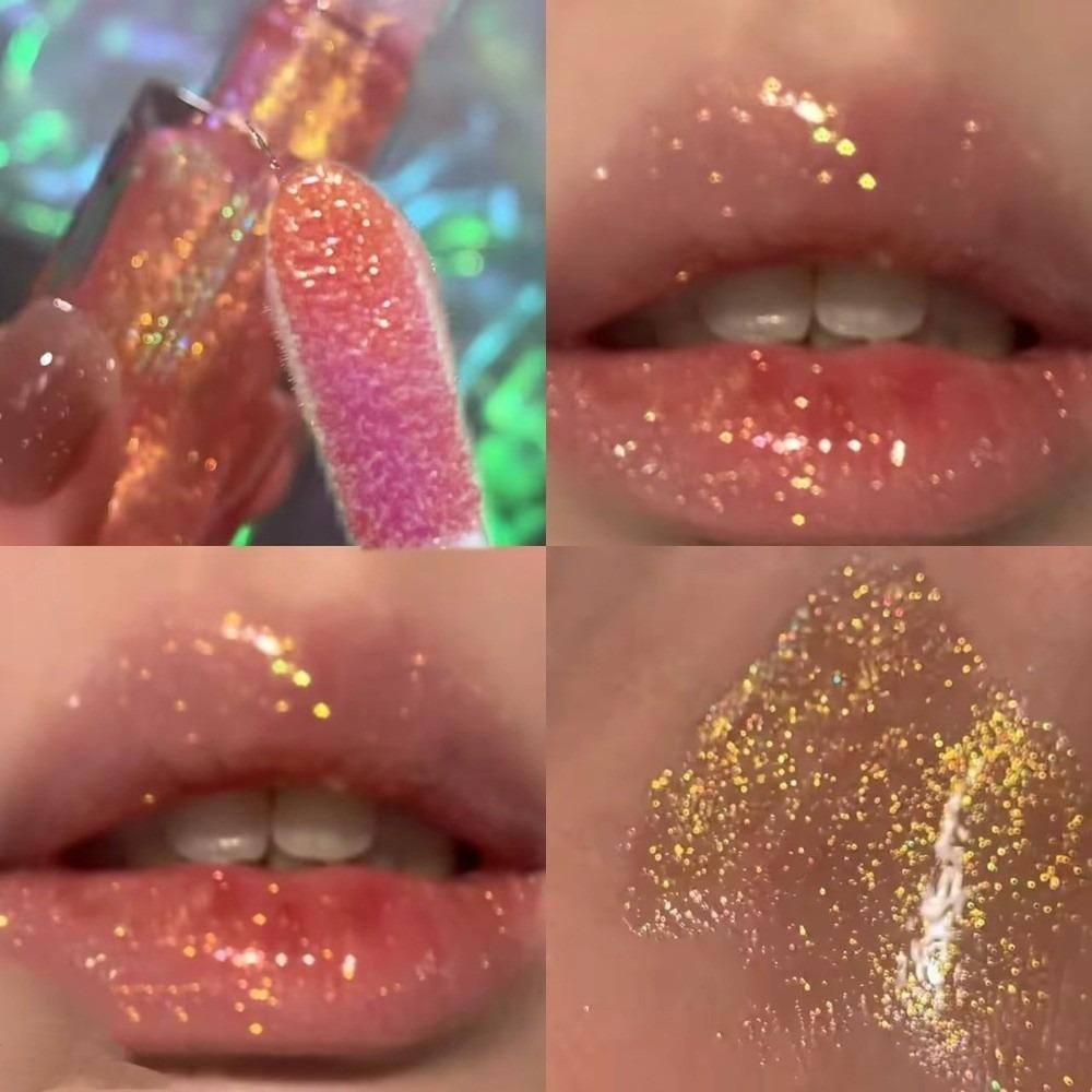 Sparkle Long-Lasting Lip Gloss Moisturizing Non-Fading Liquid Lipstick Non-Sticky Watery Lip Glaze for Women