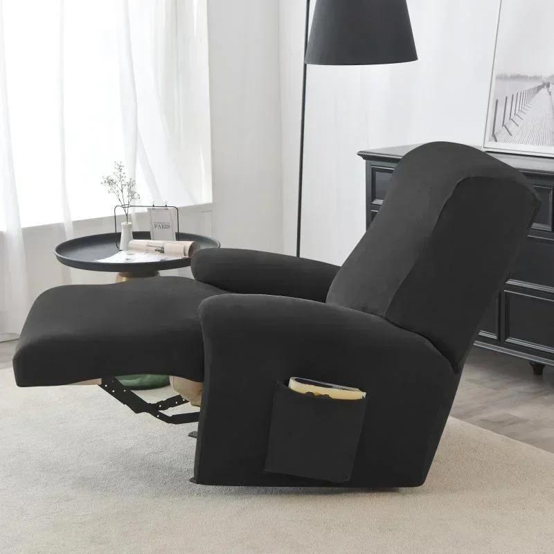 1 Seater Stretch Velvet Recliner Sofa Cover  Armchair Covers Elastic Single Sofa Slipcovers for Living Room Solid Color