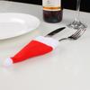 Christmas Tree Supplies Small Hat Cutlery Set Non-woven Christmas Hat Bag Wine Bottle Decoration