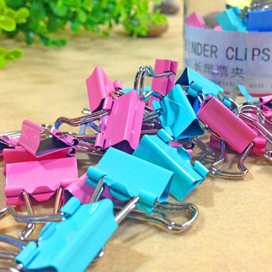 1 Tub Assorted Color Metal Paper Clamps Office Document File Ticket Binder Clips