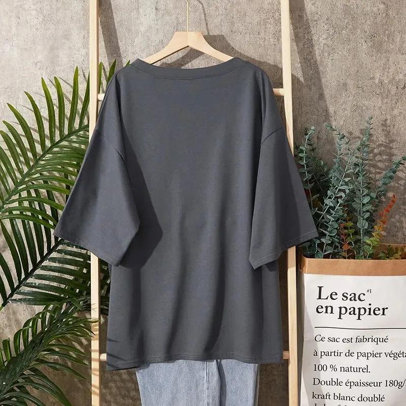 T-Shirt Damen Vielseitig Sommer Lässig Große Größe Locker Rundhals Pullover Kurzärmelige Oberteile