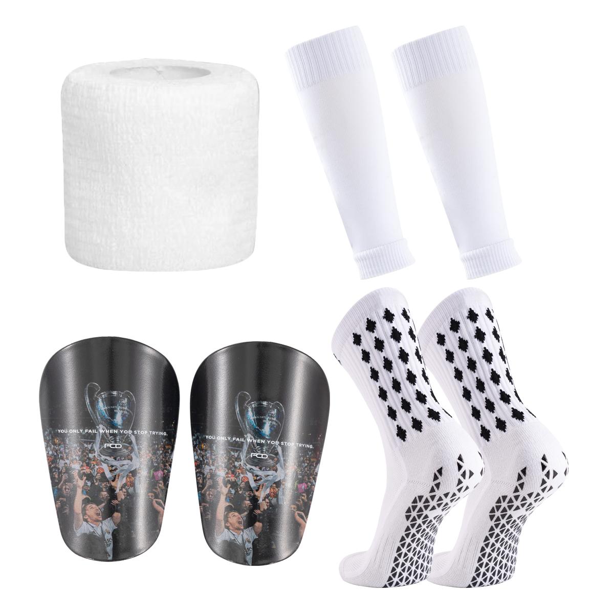 Football Shin Guard Adult Football Socks and Mini Shin Guard Leg Cover Set Shin Guard Adult Football Anti slip Sports Socks S белый