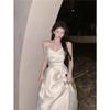 Glossy Suspender Dress Women's Autumn Sleeveless Waist Slim Design High-end Long Skirt Dress Skirt