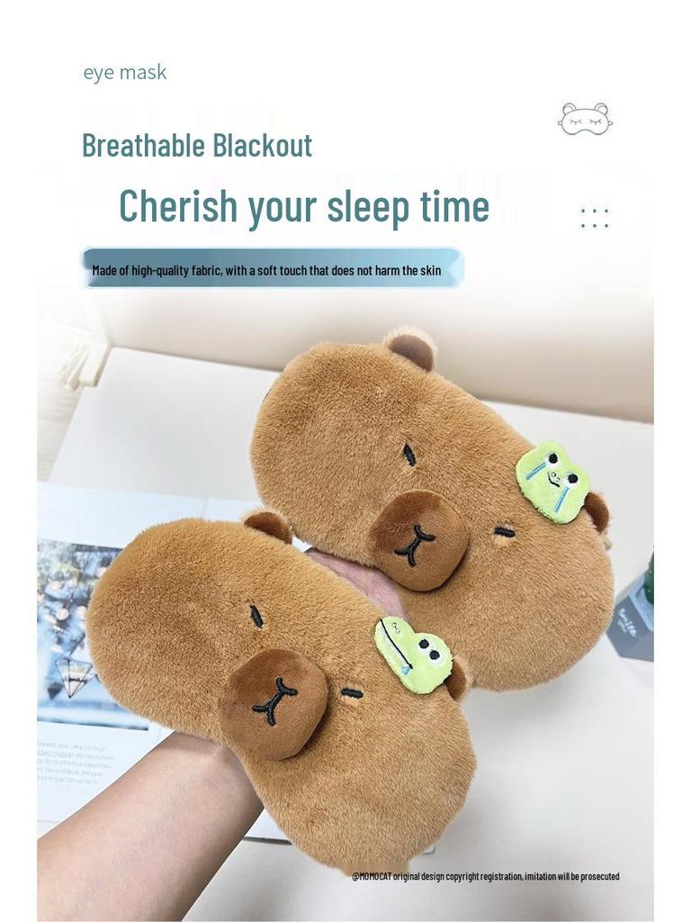 Kreslená oční maska kapybara - Nastavitelná, roztomilá, horký/studený obklad na spaní