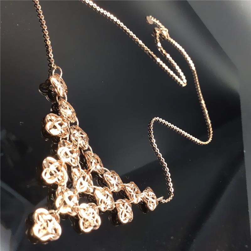 Purple Gold Shiny Flower Set Chain Rose Gold Plated Color Gold Fashion Luxury Clavicle Necklace