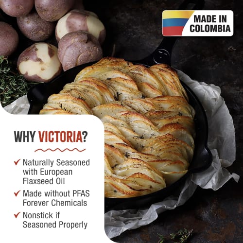 [Authentic Japanese Product] VICTORIA 10-inch Cast Iron Skillet Frying Pan, 25cm, SKL210, Pre-Seasoned (10-inch)