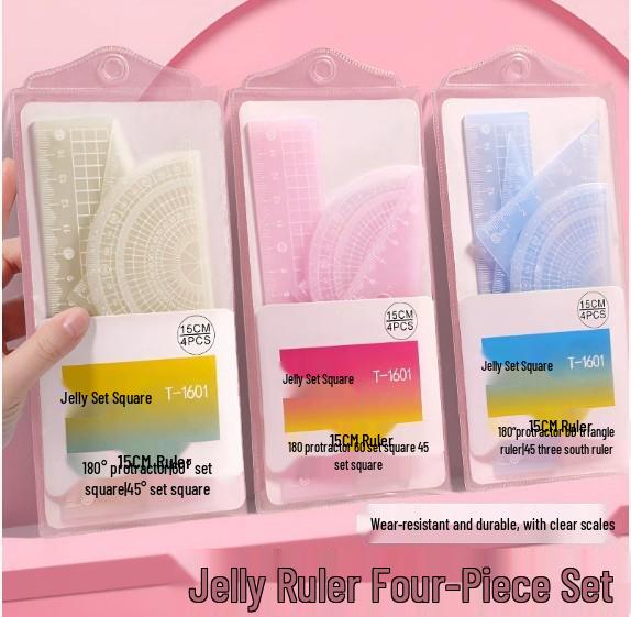 

Colorful Transparent Ruler and Protractor Set for Students