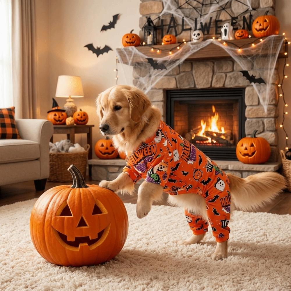 Soft Four Legged Clothes Comfortable Ghost Pumpkin Dog Sleepwear Dog Soothing Clothes Daily Wear